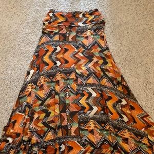 Abstract Brown and Green Maxi Skirt